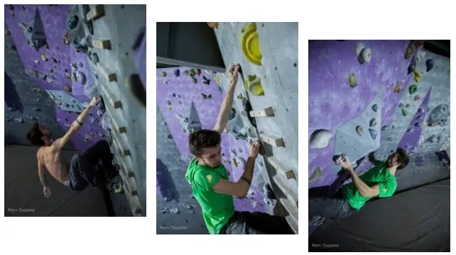 Alexandre Colonges sur les blocs de la salle d'escalade Altissimo à Odysséum de Montpellier dans L'Hérault