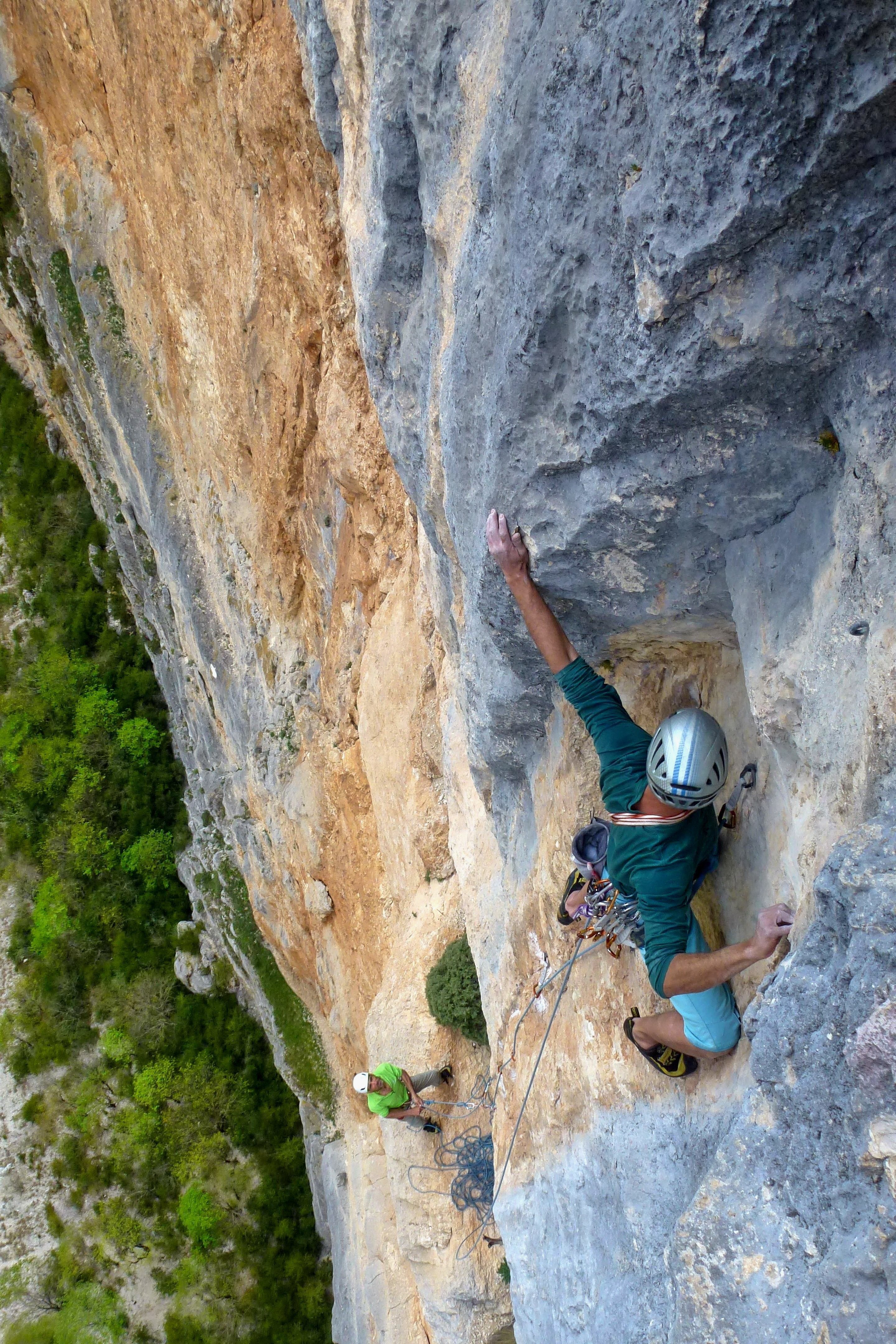 Décomposé de mouv’s… dans une voie escalade dans les gorges du Verdon