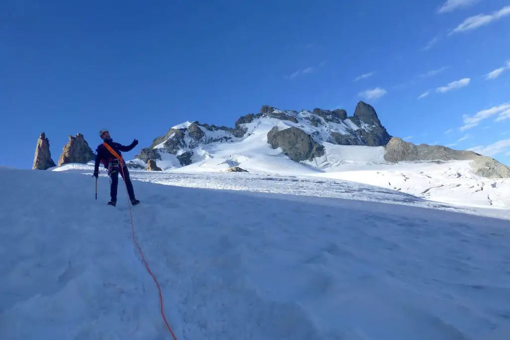 François Ranise participant au Voyage en Meije : escalade de La Voie Chapoutot-Mayer-Dibona en Face Sud de la Meije