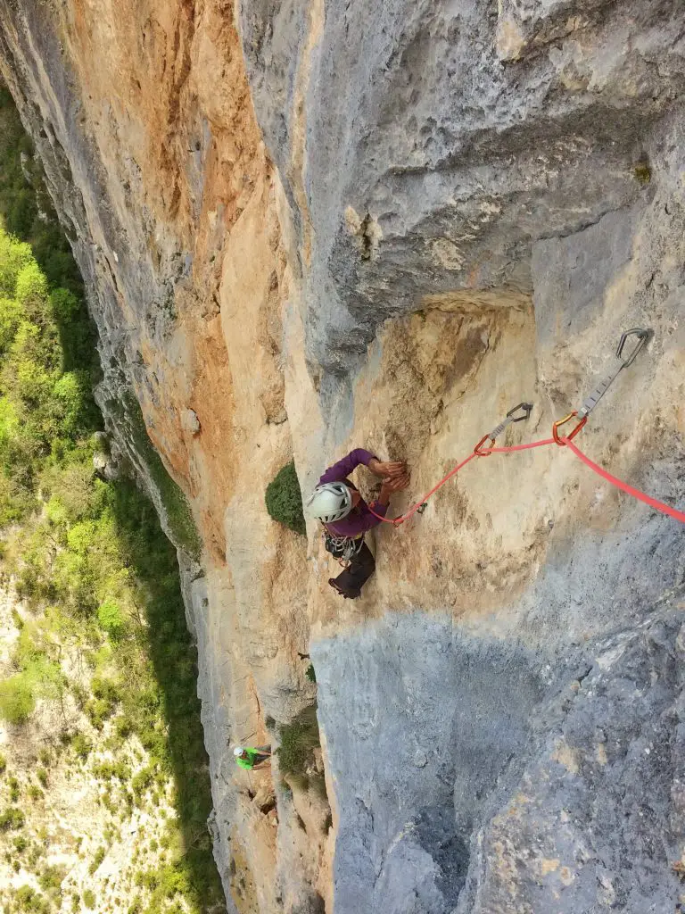 Le 7b, trop dur pour moi dans cette voie escalade dans les gorges du Verdon