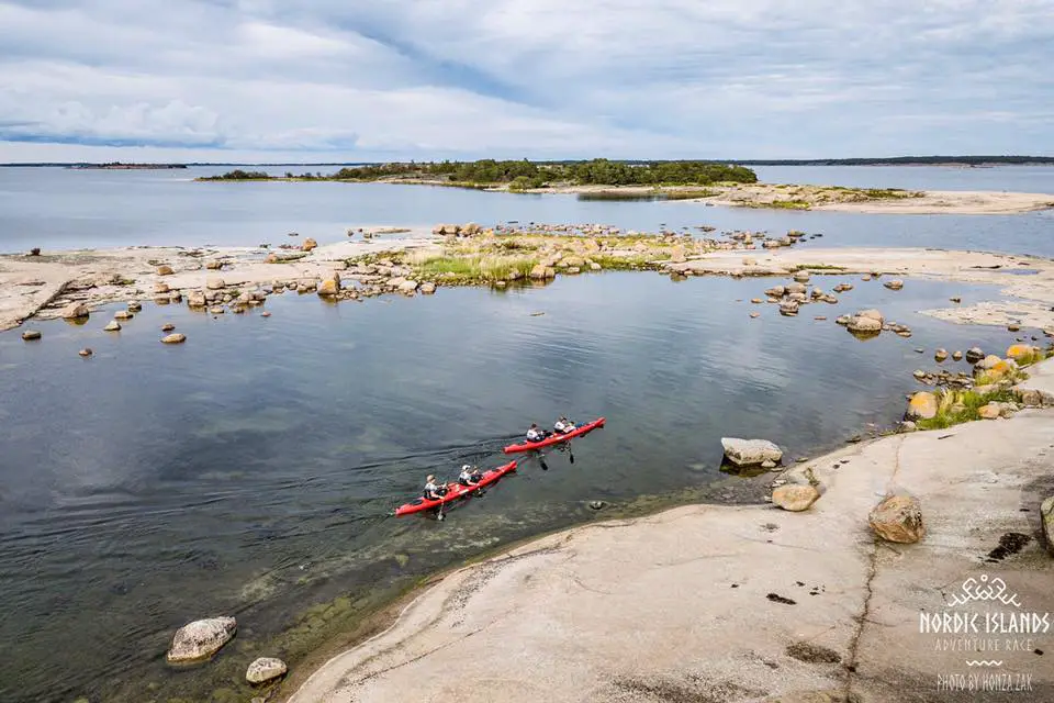 Kayak en mer Baltique lors de la coupe de monde de Raids Aventures en Suède