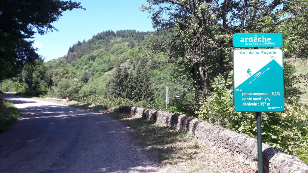 Montée en vélo au Col de la Fayolle 877 m en Ardèche