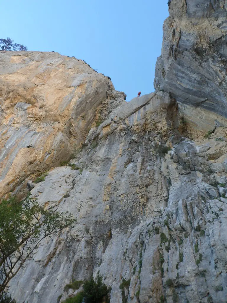 Fin de la journée escalade à la Pena Montanesa en Espagne