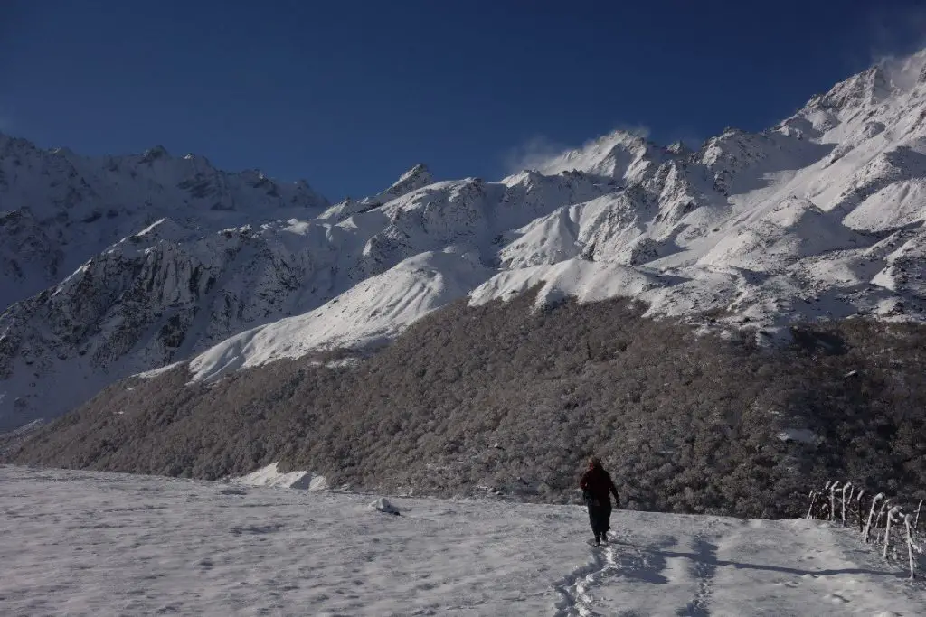 Le Langtang enneigé lors de notre traversée du Langtang 