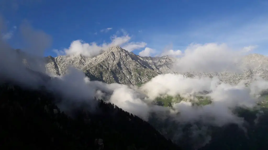 Les Himalayas derrière les nuages lors de la traversée des Himalayas