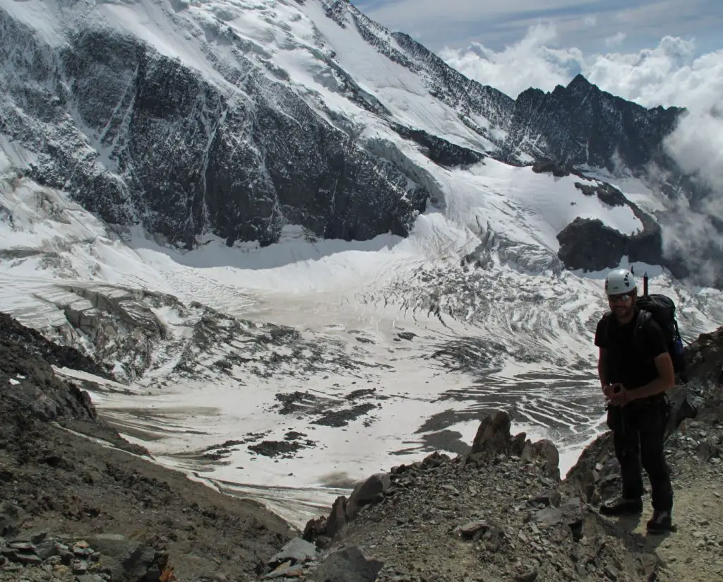 Me voilà au-dessus du glacier de Bionnassay, avant de passer le couloir