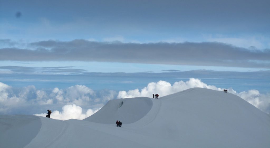 Sur l’arête au-dessus du refuge du goûter