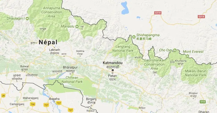 Carte du Népal prémice de la traversée du Langtang 