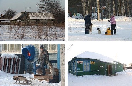 Naikhin, village à majorité Nanaï – En vert, le supermarché ! durant le voyage à vélo sur le fleuve Amour en Sibérie 