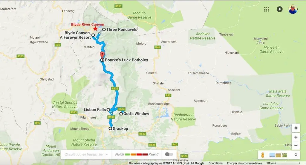 Les centres d'intérêt le long de la route durant notre voyage en Afrique du sud Les centres d