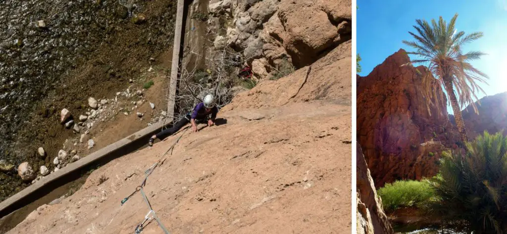 Escalade au secteur Mansour à Todghra durant le séjour escalade dans les gorges du Todgha 