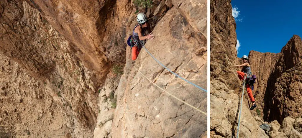 Une voie à Mansour pendant le séjour escalade dans les gorges du Todgha 