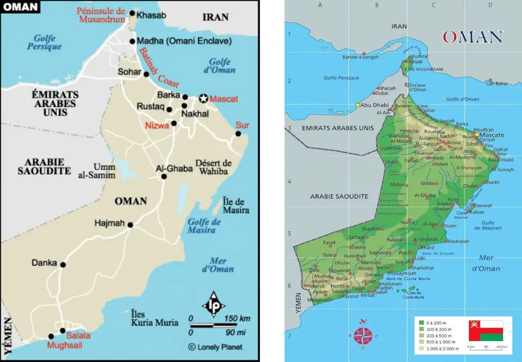 Carte du sultanat d'Oman