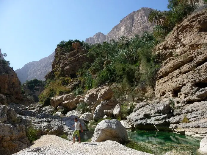 Vasques enchanteresses lors de notre trip escalade à Oman