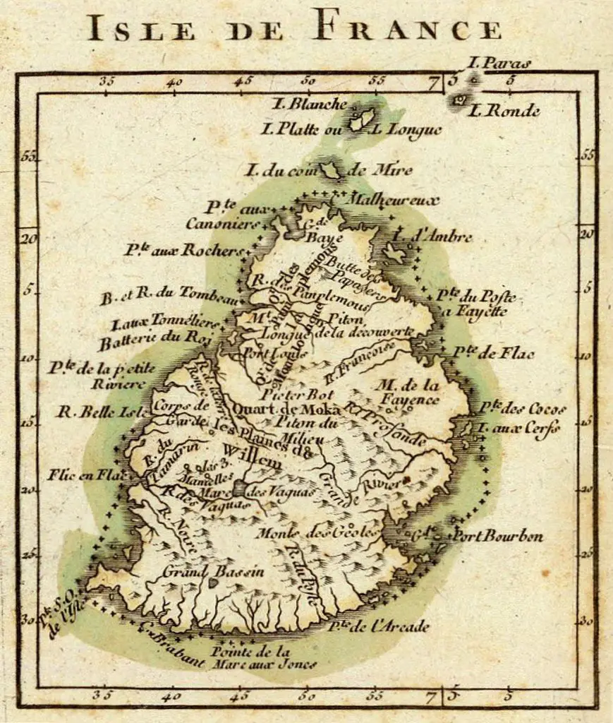 Ancienne carte lors de mon voyage à l'île Maurice Ancienne carte lors de mon voyage à l