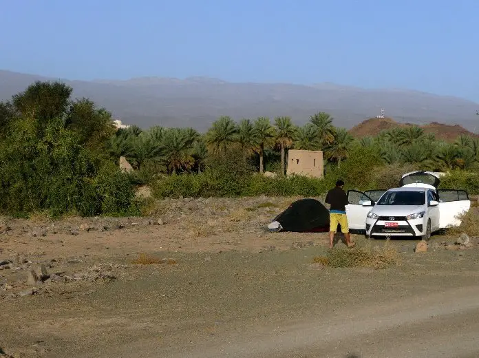Bivouac à Al Hamra lors du séjour escalade à Oman