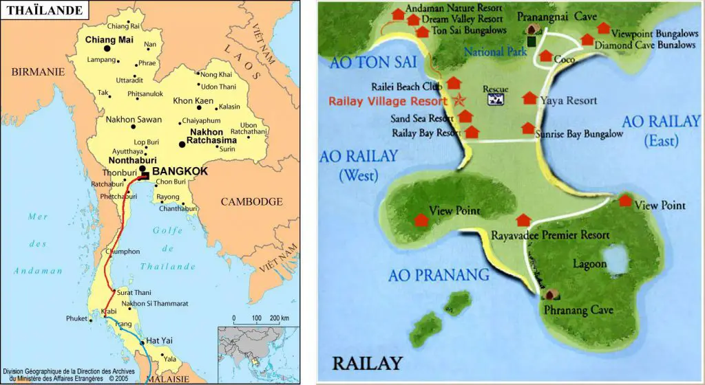 Carte de Thaïlande, Railay Carte de Thaïlande, Railay
