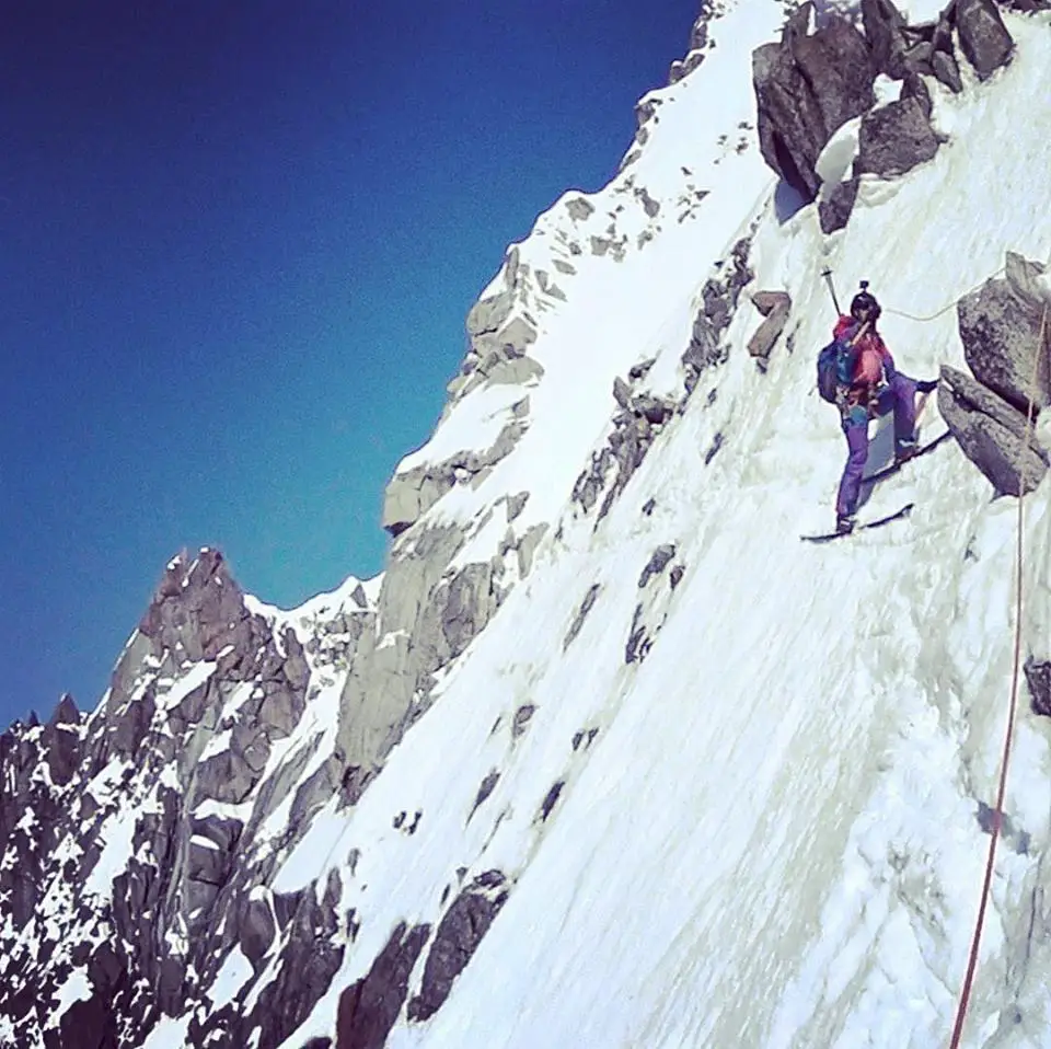 Descente en ski pente raide du Nant Blanc, Aiguille Verte par Paul BONHOMME avec Vivian BRUCHEZ