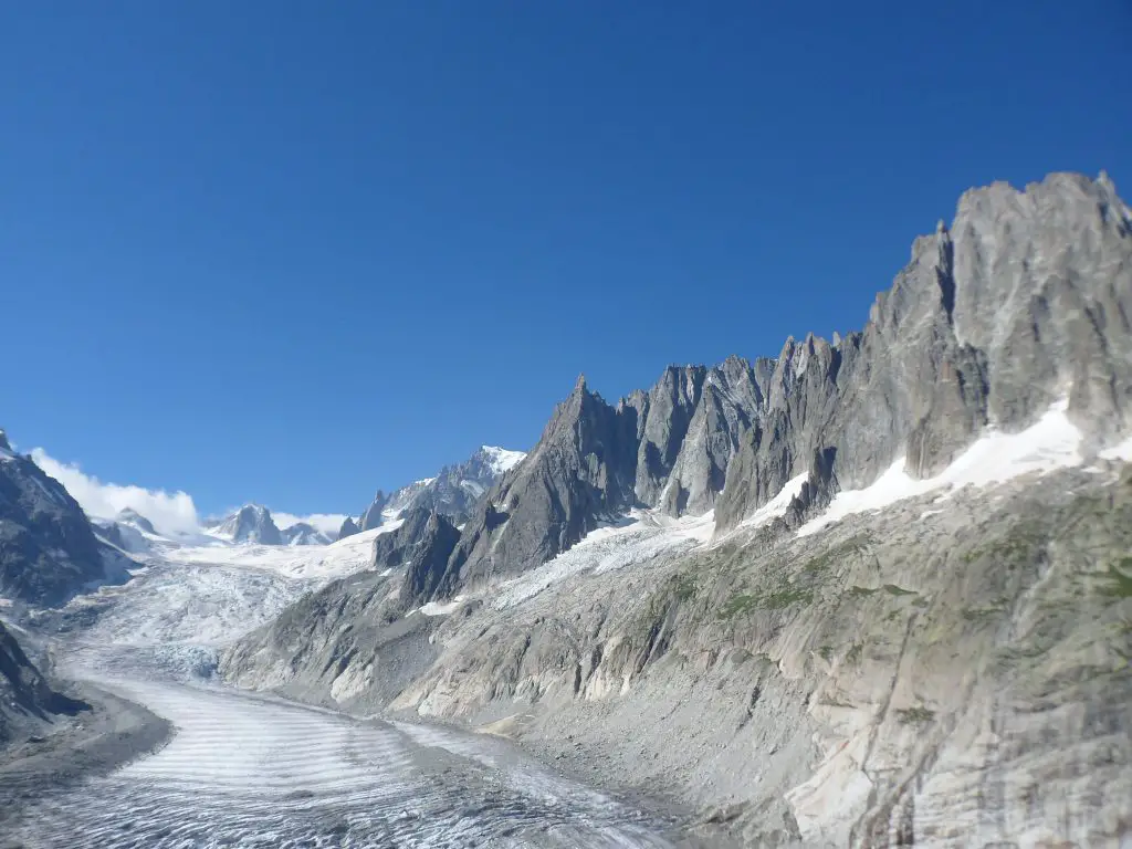 le bassin de la mer de glace à chamonix dans le massif du Mont Blanc