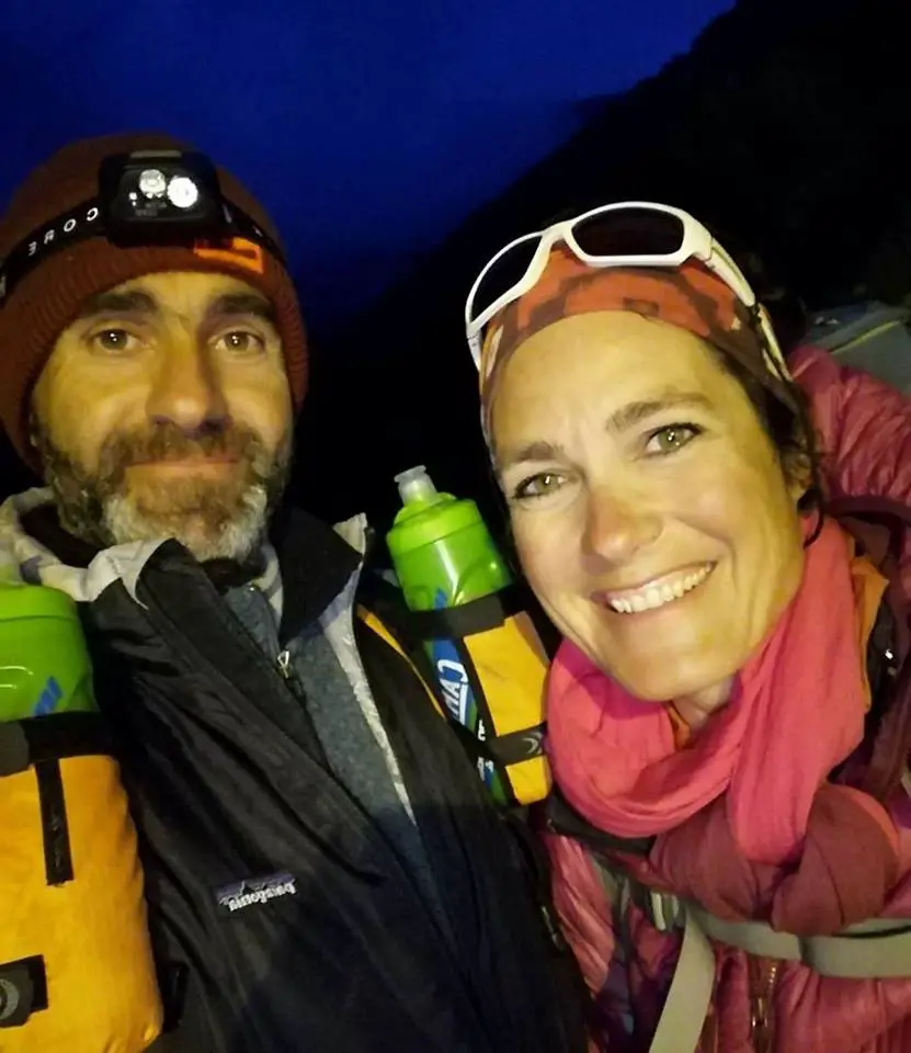 Magali VERMEGLIO et Marc CONSTANT au depart de la traversée hivernale de la Corse