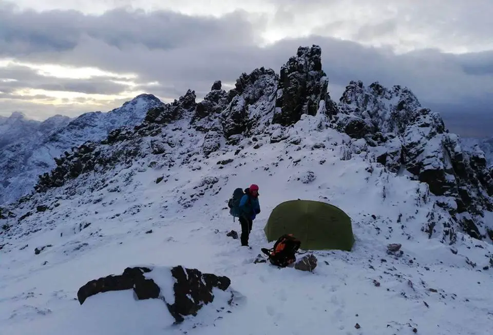 Notre premier bivouac de la traversée hivernale de la Corse