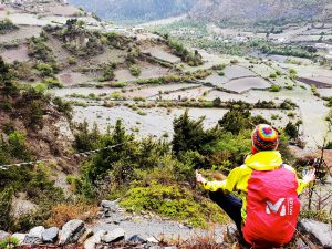 Ingrid FARGE durant le Trek sur le Tour des Annapurnas au Népal