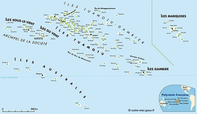 Carte de la Polynésie Française