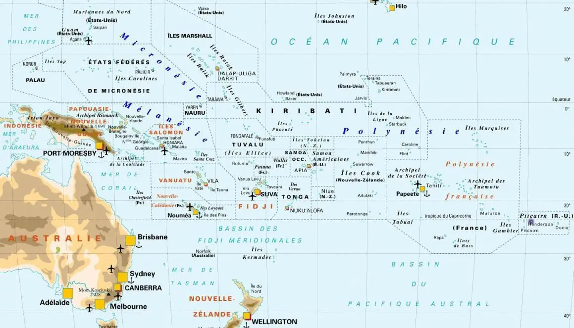 Carte des iles de l'Océanie