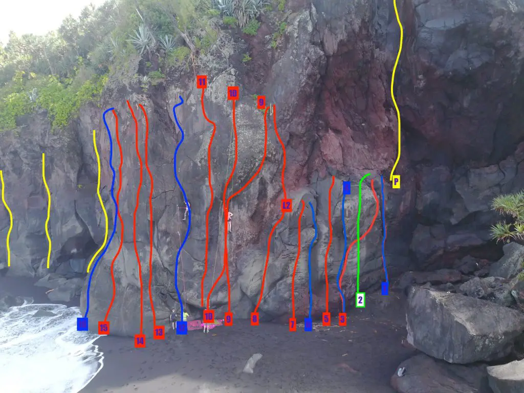 Topo escalade ti sable droite à La Réunion