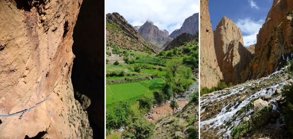 Roches et verdures dans les montagnes berbères de Taghia