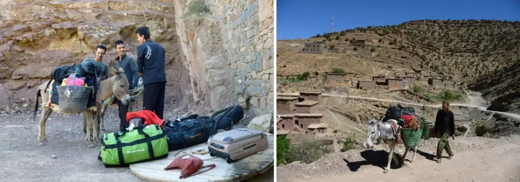 Trajet-jusquà-Taghia-avec-les-mules dans les montagnes marocaines