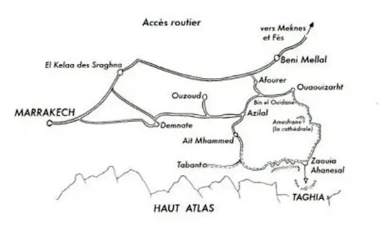 Carte d'accès à Taghia lors de l'éloge de la solidarité marocaine dans les montagnes berberes