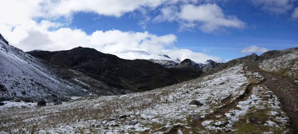 le col Portachuelo tout poudré (4780m)