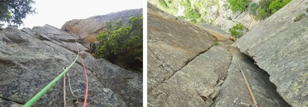 Escalade de la voie Ombre et Lumière en Corse