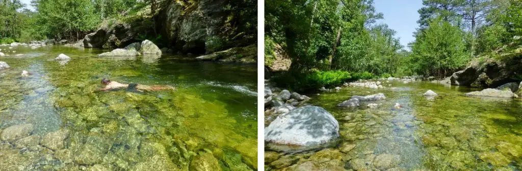 Baignade dans la vallée du Tavignanu en Corse