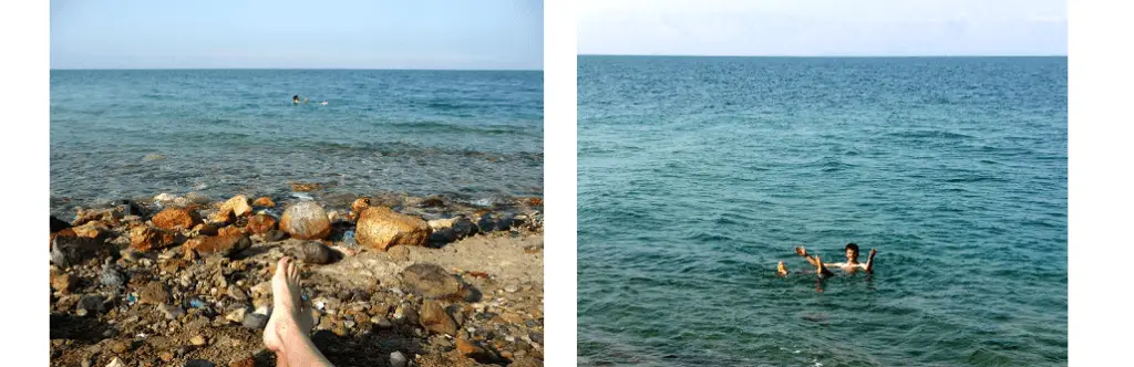 Baignade dans la mer morte lors de notre séjour en Jordanie