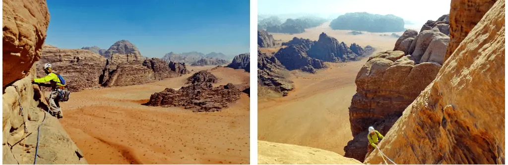 Falaises dans le désert jordanien pour pouvoir faire de l'escalade