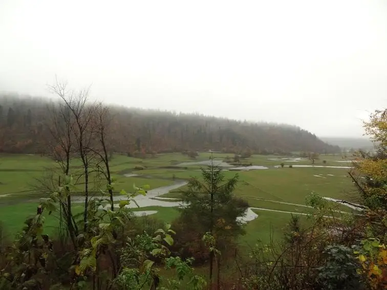 Plaine se remplissant entièrement d'eau dès que la pluie fait son apparition (Laze, Slovénie) 
