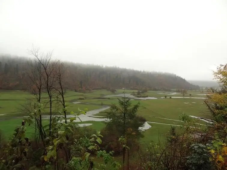 Plaine se remplissant entièrement d'eau dès que la pluie fait son apparition (Laze, Slovénie)