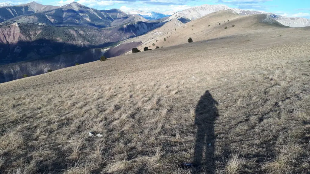 Selfie de mon ombre sur le crête du Clot des Martres