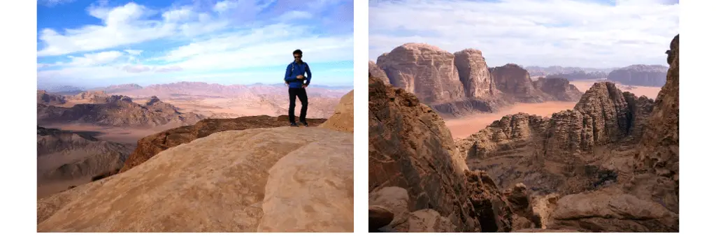 paysage incroyable sur les sommets après avoir fait de l'escalade en Jordanie