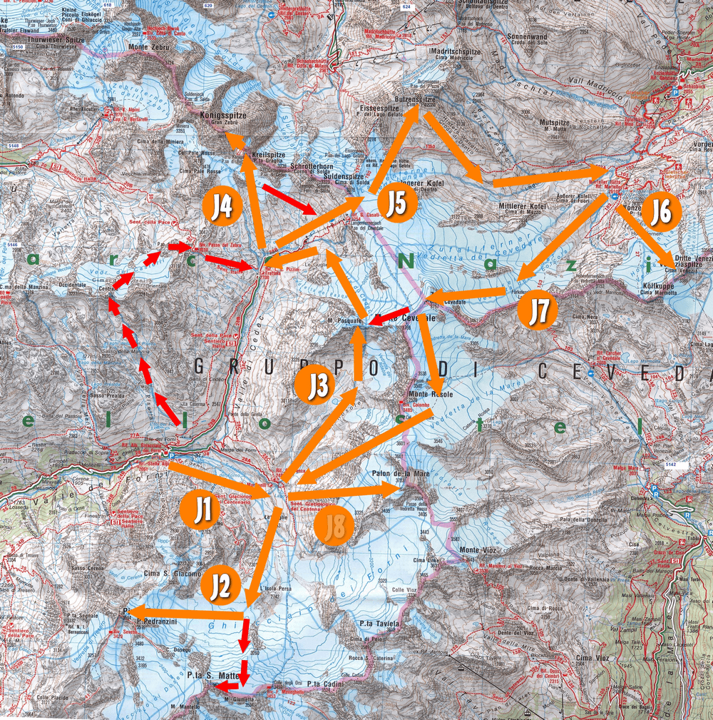 Topo prévu pour ski de randonnée en ortles