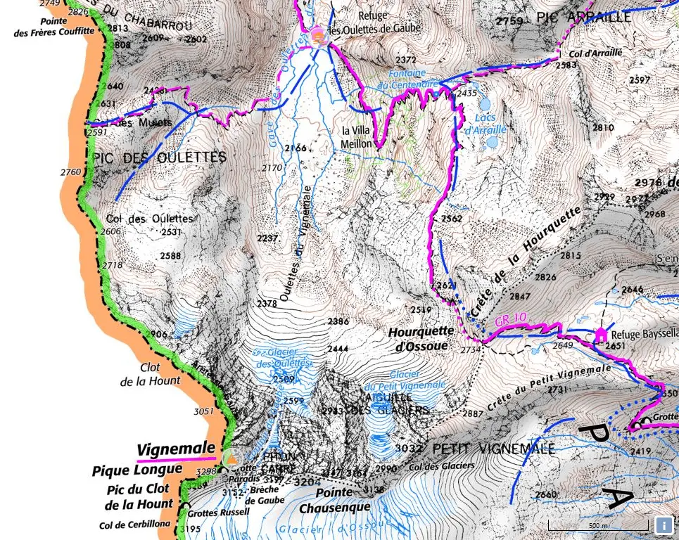 carte avec vue sur le vignemale dans les Hautes-Pyrénées