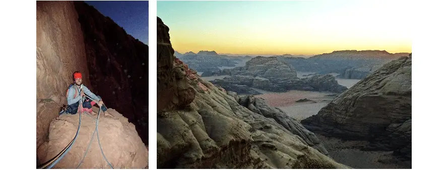 Sur les falaises de la jordanie de nuit