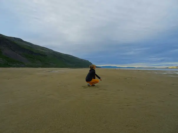 Immensité de la plage en Laponie pendant l'été