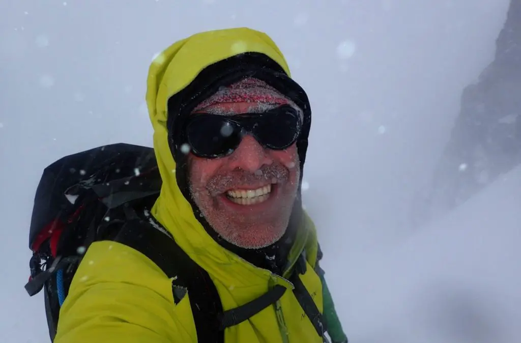 Selfie givré en plein tempete en Italie dans l'Ortles