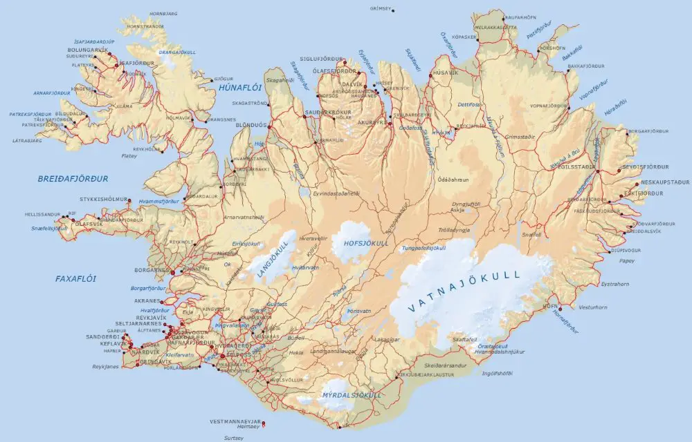 Carte de l'Islande