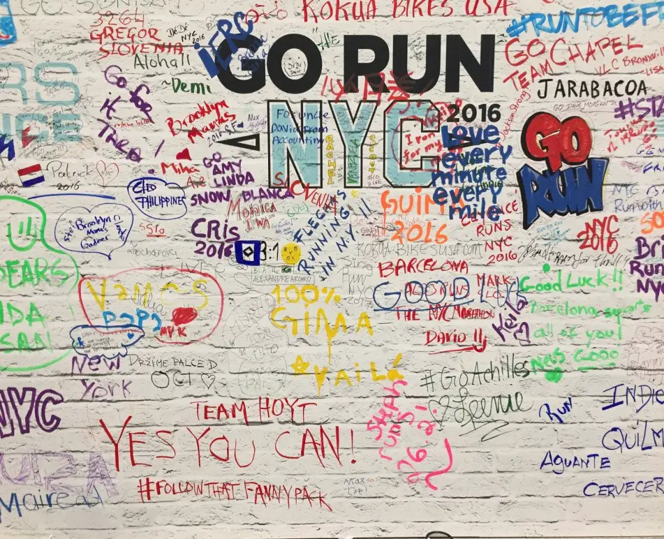 Le mur d'encouragement pour le marathon de New York