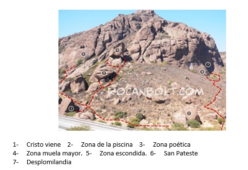 Topo de grimpe sur le secteur Las Chilcas au Chili
