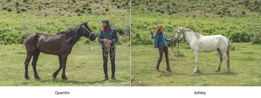 Ashley et Quentin au départ de 2 mois de randonnée à cheval en Albanie
